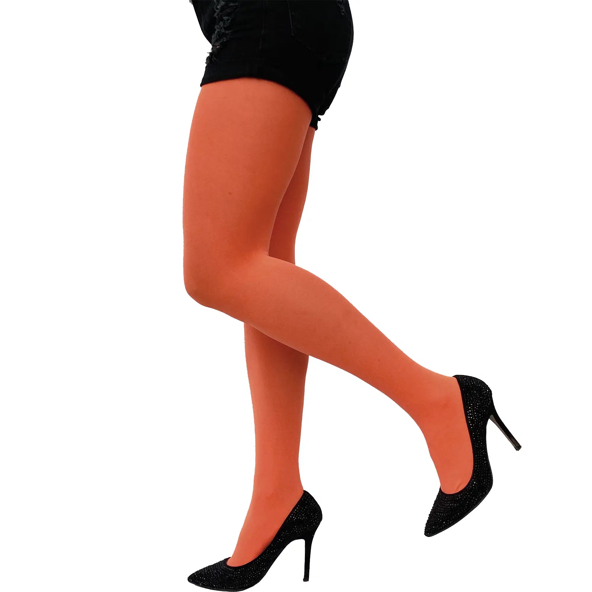 Tangerine Orange Opaque Tights | Malka Chic