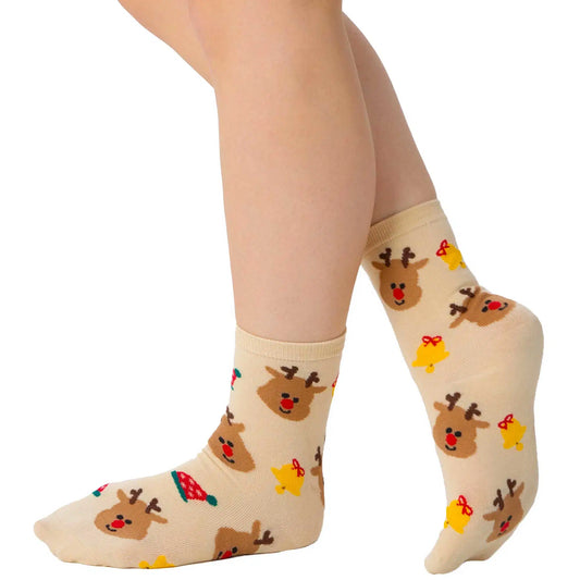 Cream Reindeers Socks For Women image 0
