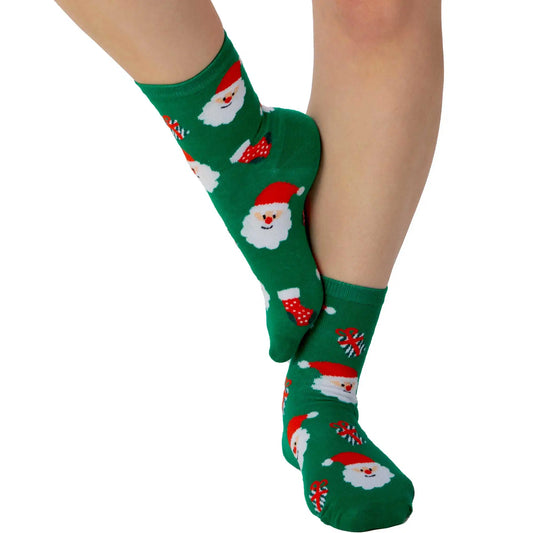 Green Santa Socks For Women image 0