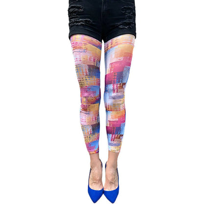 Abstract patterned tights by Malka Chic with bold color design