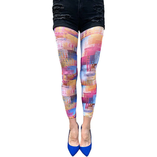 Abstract patterned tights by Malka Chic with bold color design
