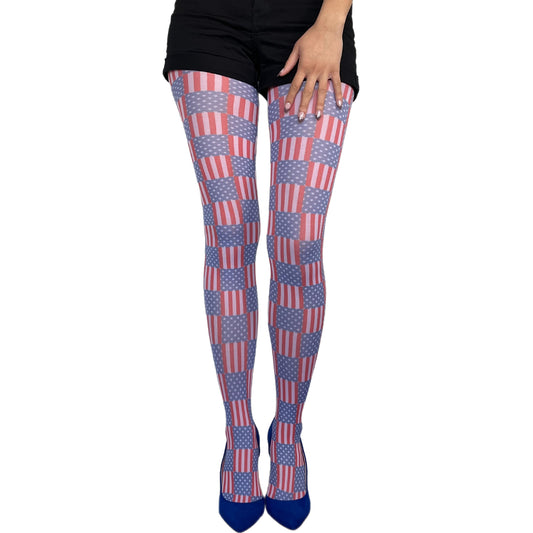 Patriotic tights women USA flag design outfit