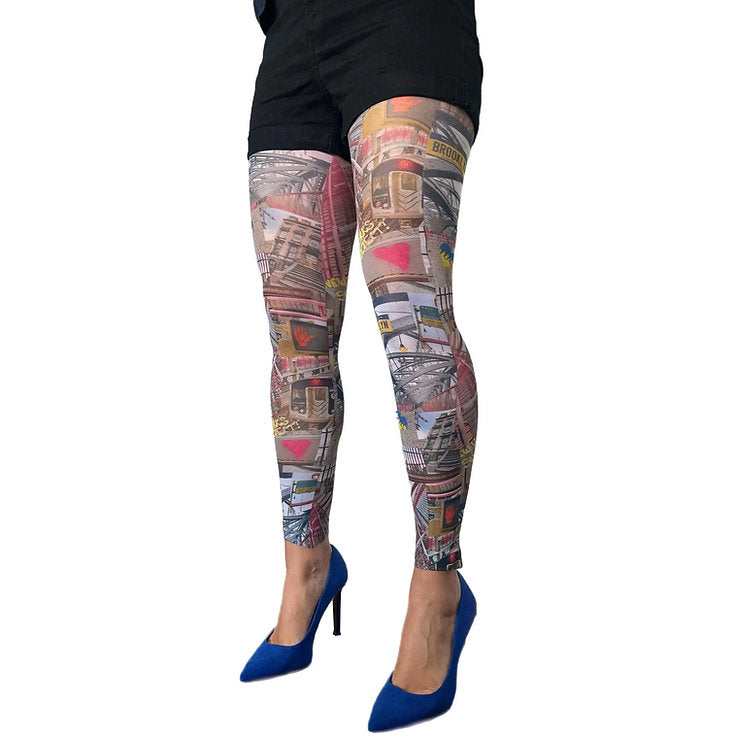 Artistic multicolored tights by Malka Chic for creative outfits