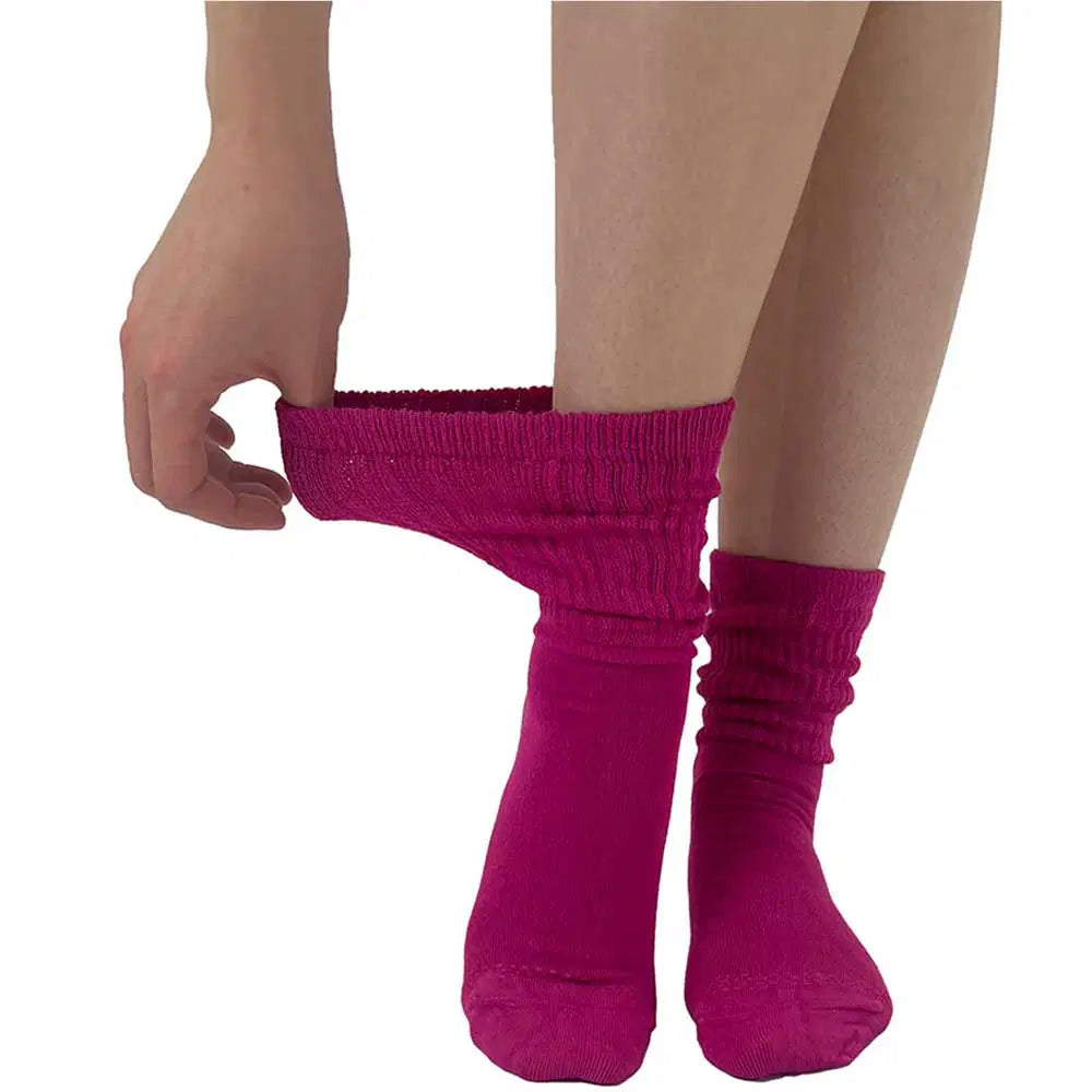 Bright pink extra wide bamboo ankle socks for women by Malka Chic