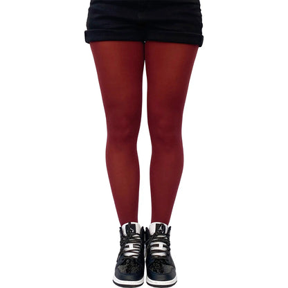 Burgundy Opaque Tights for Women image 2