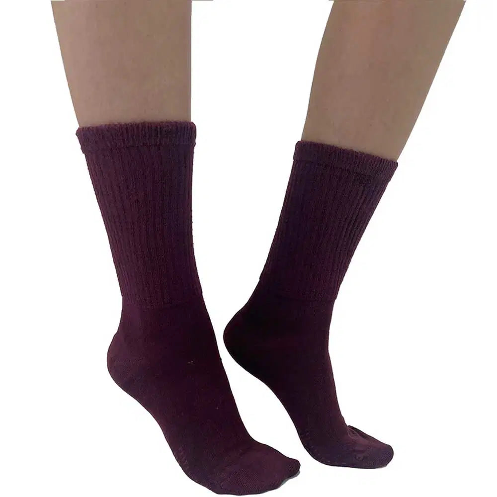 Burgundy extra wide bamboo ankle socks for women by Malka Chic