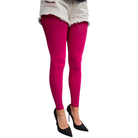 Cherry pink 50 denier footless tights for women by Malka Chic with vibrant finish