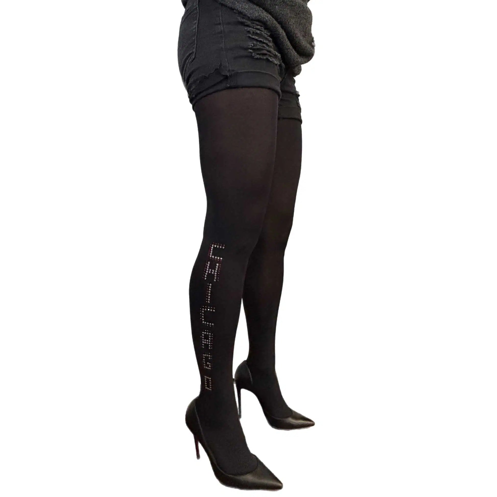 City print rhinestone tights by Malka Chic with Chicago design