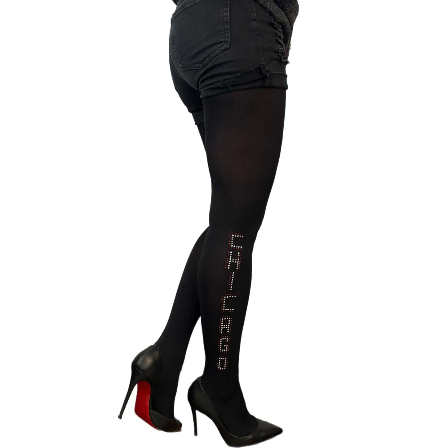 Chicago themed tights with rhinestones by Malka Chic for urban outfits