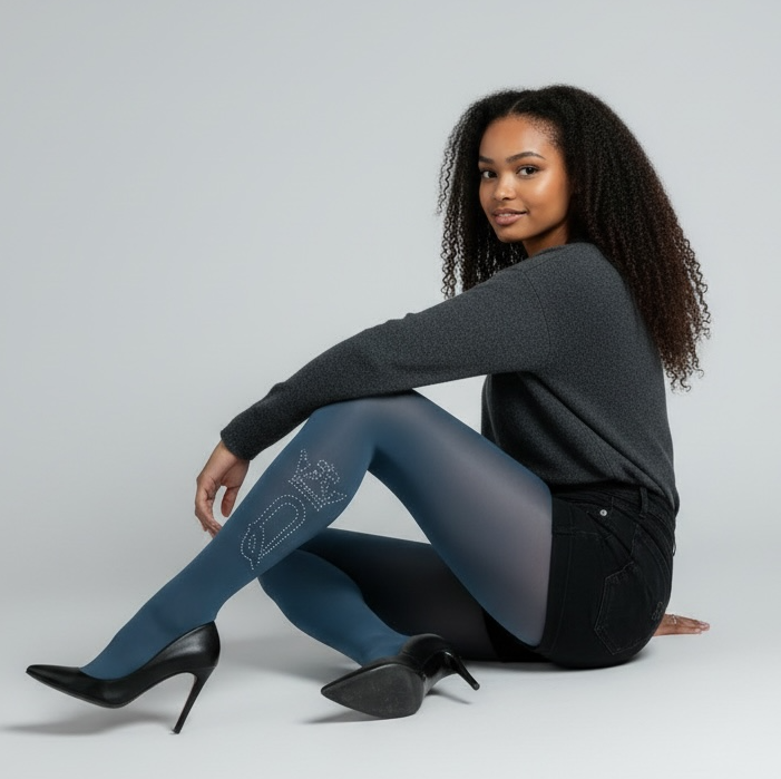 Crown Queen rhinestone tights for women malka-chic