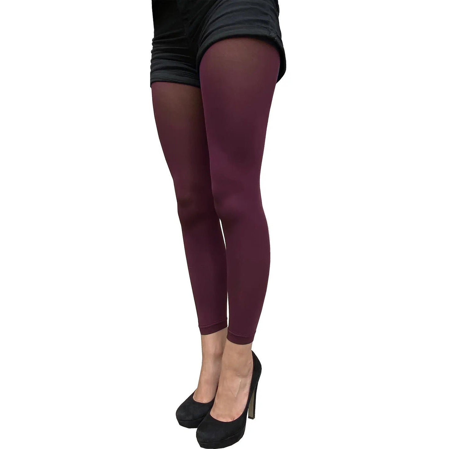 Damson 50 denier footless tights for women by Malka Chic with rich opaque color