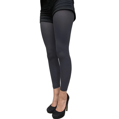 Dark gray 50 denier footless tights for women by Malka Chic with smooth opaque finish
