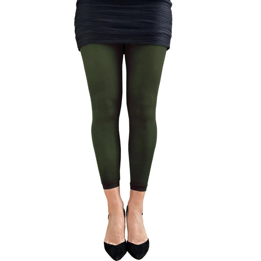 Dark green 50 denier footless tights for women by Malka Chic with opaque finish