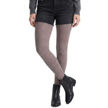 Gray Check Printed Tights For Women