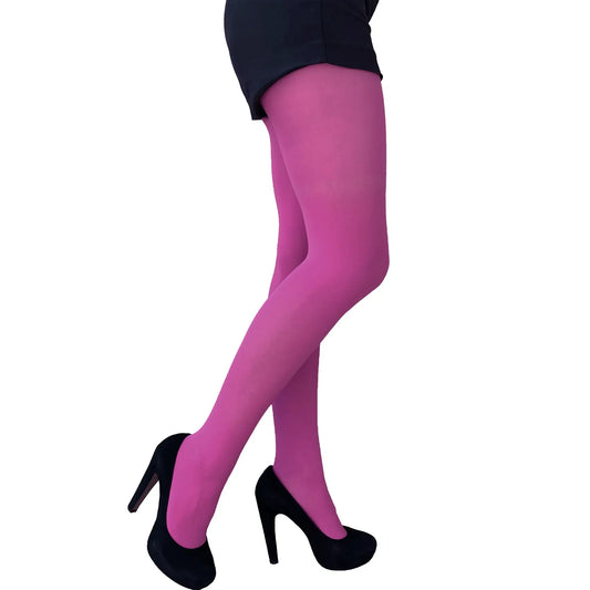 Fuchsia Pink Opaque Tights For Women image 0
