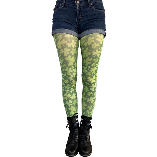 Green Shamrock Tights St Patrick's Day for Women image 0