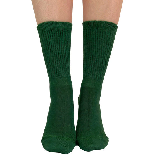 Green extra wide bamboo ankle socks for women by Malka Chic soft breathable fit