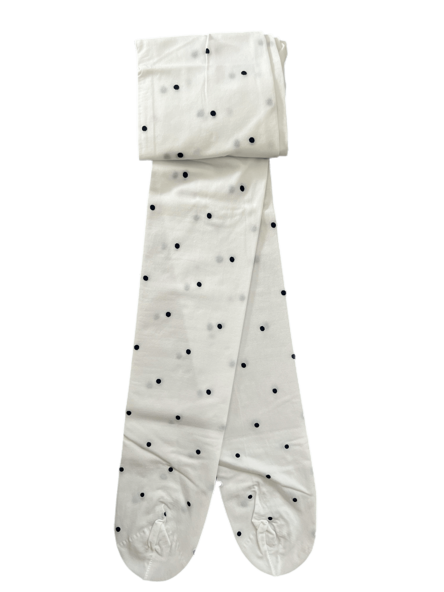 White kids tights with navy polka dots – girls patterned tights