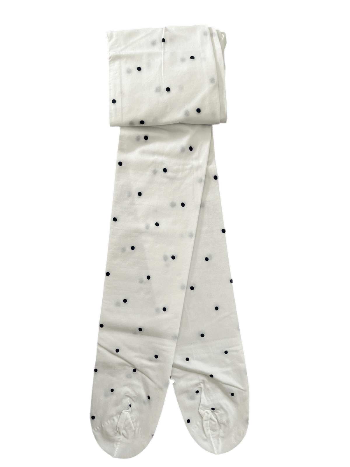 White kids tights with navy polka dots – girls patterned tights
