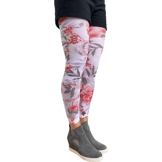 Japanese floral footless tights by Malka Chic with elegant inspired flower pattern