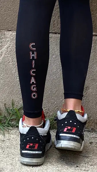 Malka Chic black Chicago tights with city inspired print