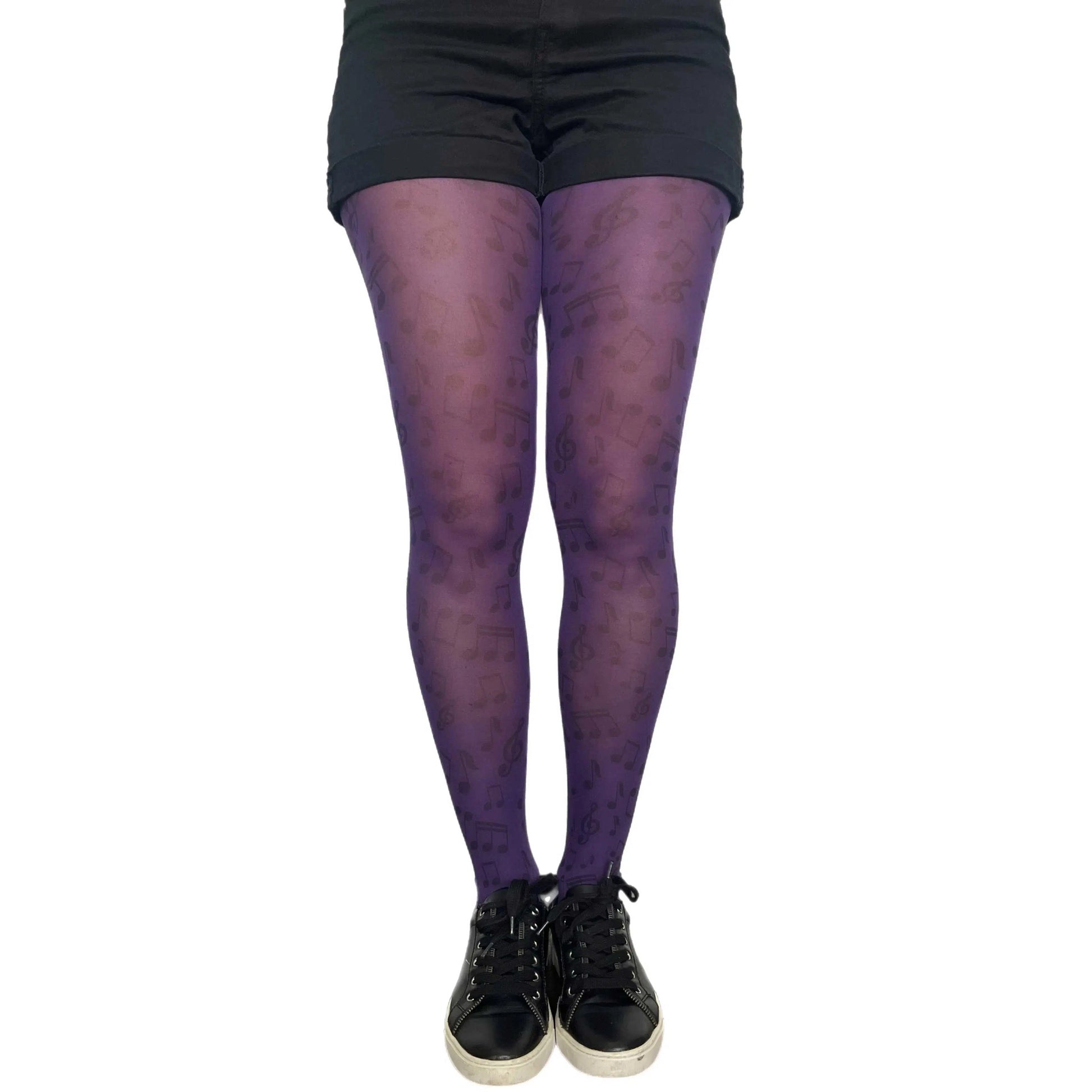 Malka Chic purple music tights with artistic note pattern