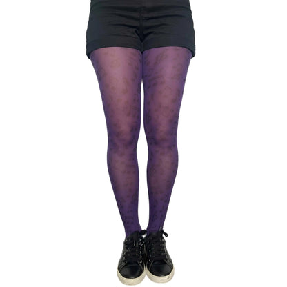 Malka Chic purple music tights with artistic note pattern