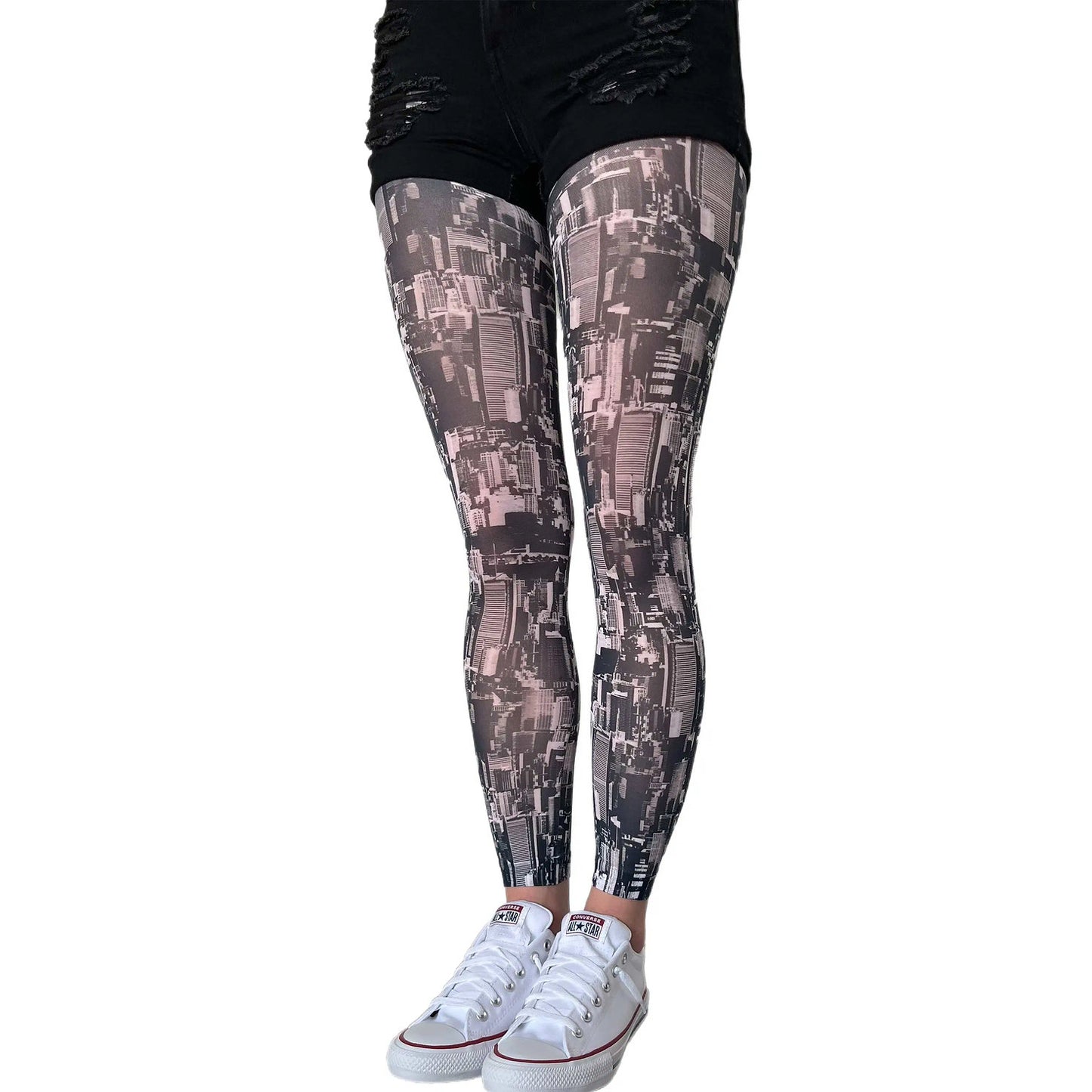 NYC print footless tights by Malka Chic for modern and city style outfits
