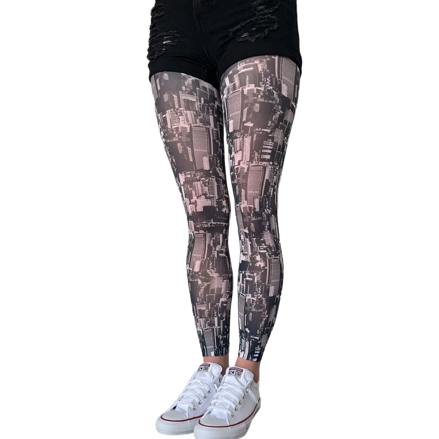 NYC print footless tights by Malka Chic for modern and city style outfits