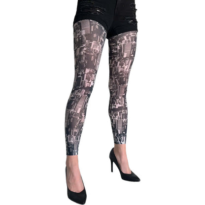 Malka Chic New York patterned tights with urban inspired graphic design