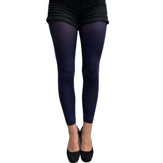 Navy blue 50 denier footless tights for women by Malka Chic with deep opaque color