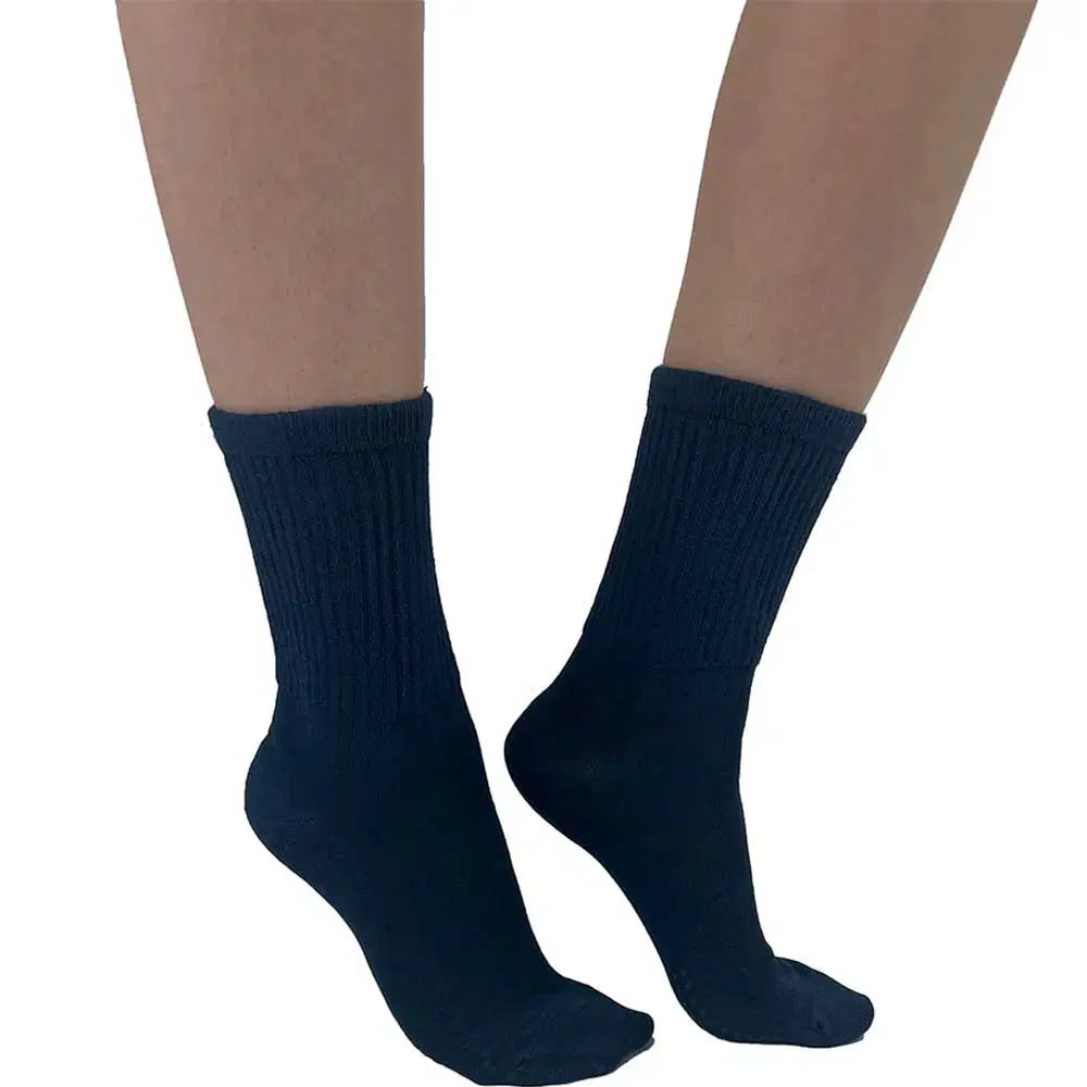 Navy blue extra wide bamboo ankle socks for women by Malka Chic