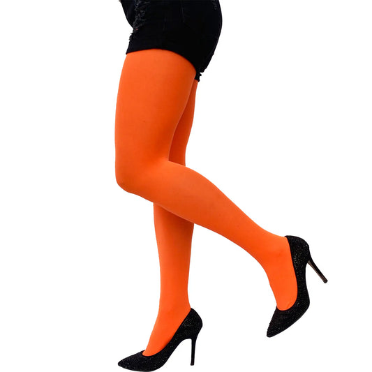 Neon Orange Opaque Tights for Women image 0