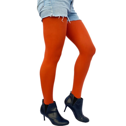 Burnt orange fashion tights with smooth full coverage and elegant seasonal styling