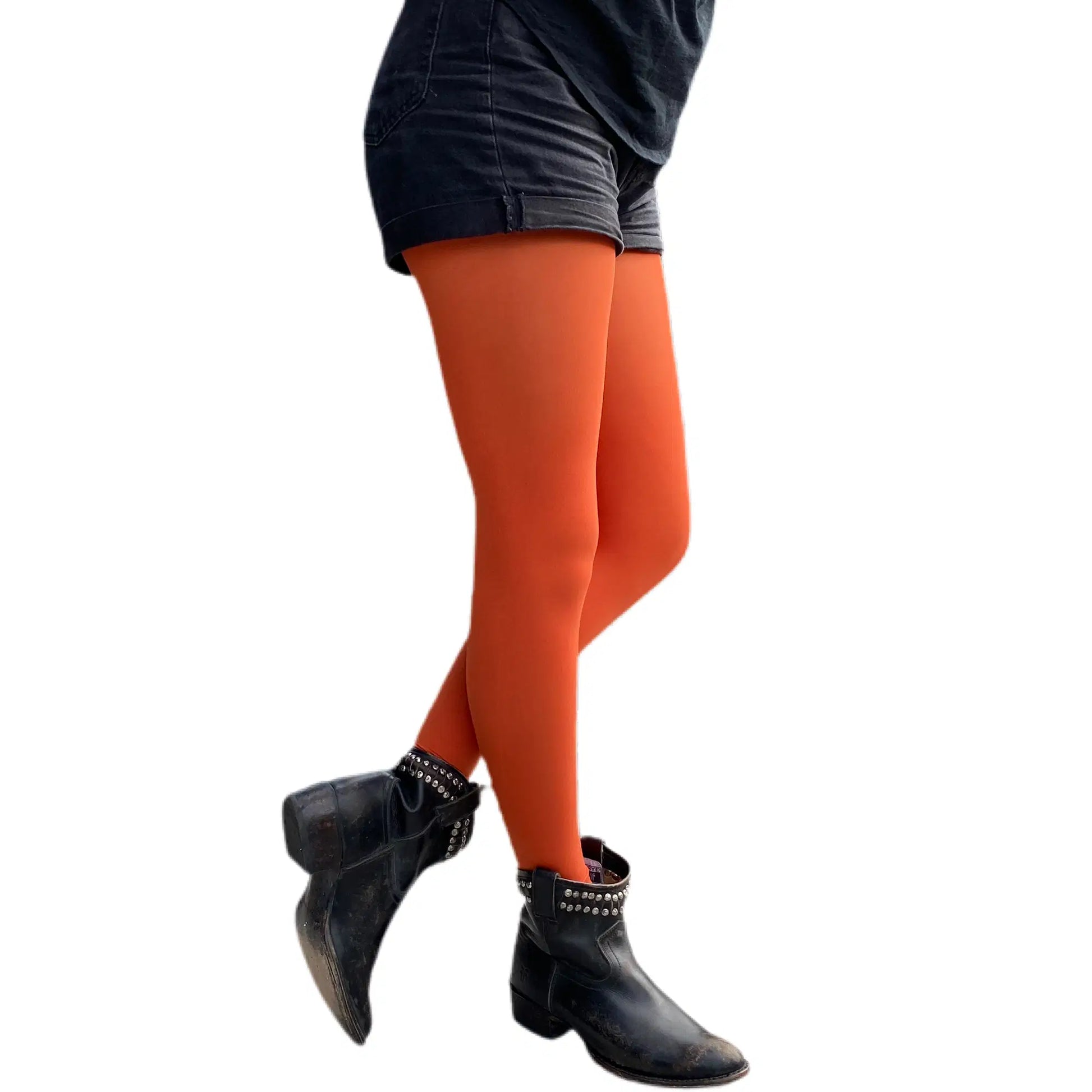 Rust orange opaque tights for women featuring warm earthy tones and soft stretch comfort