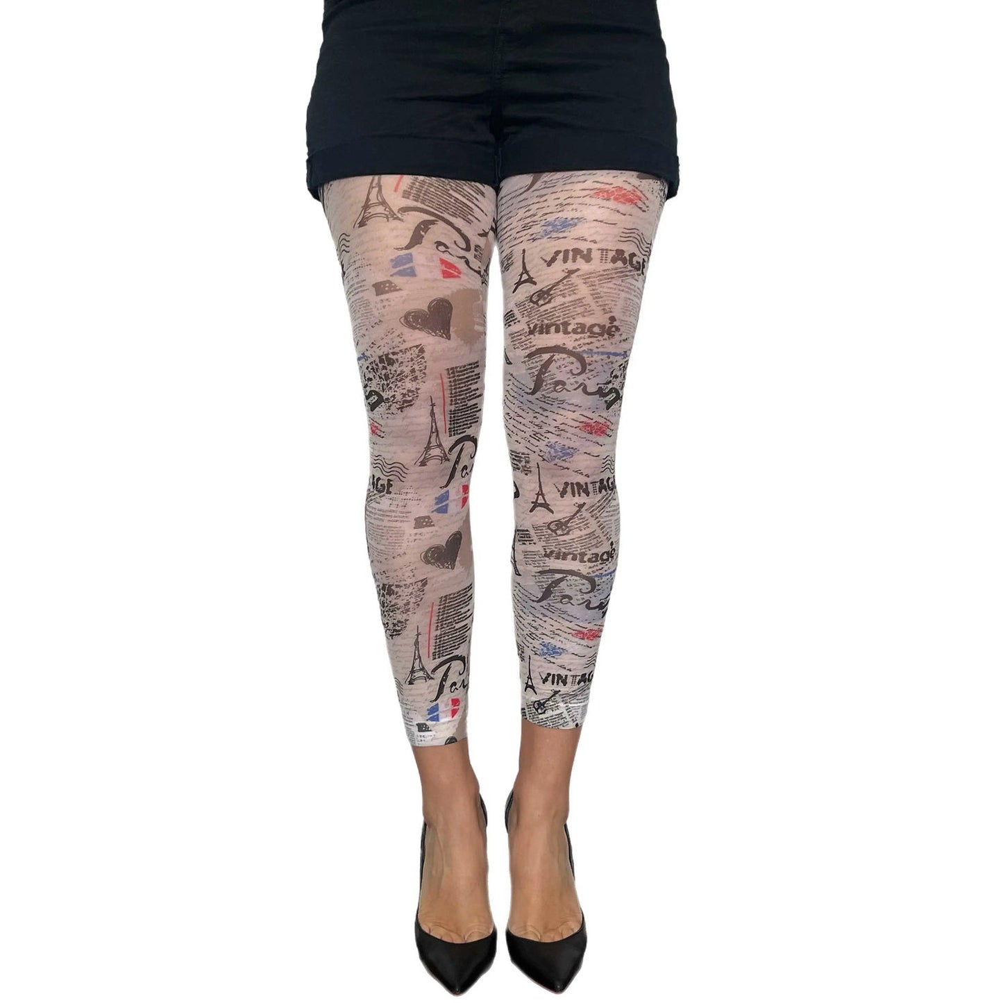Malka Chic Paris print tights with Eiffel inspired design