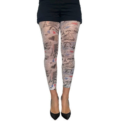 Malka Chic Paris print tights with Eiffel inspired design
