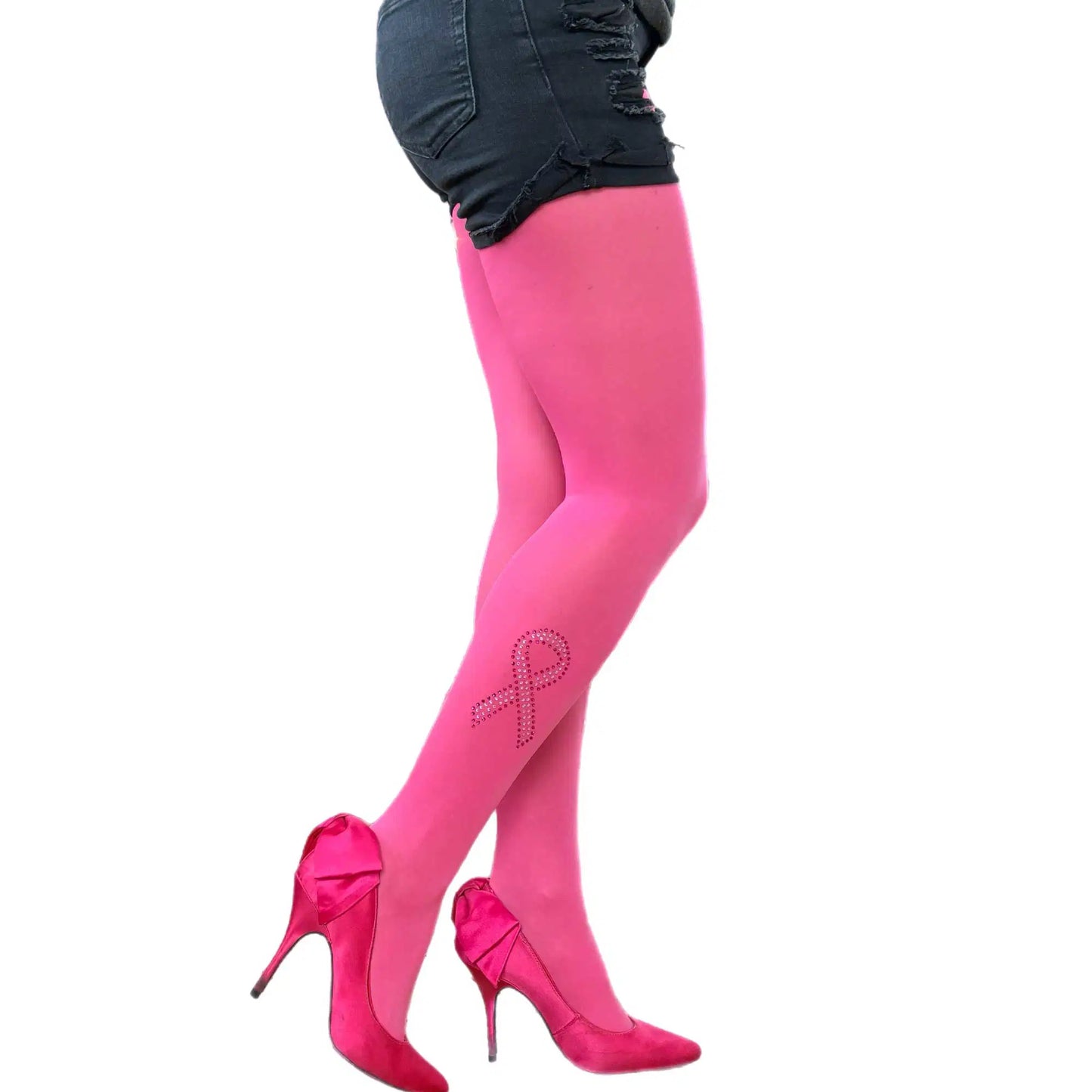 Malka Chic awareness tights with rhinestone pattern for support campaigns