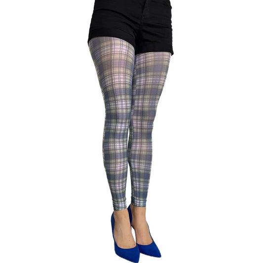Plaid footless tights for women by Malka Chic with timeless check patterned hosiery