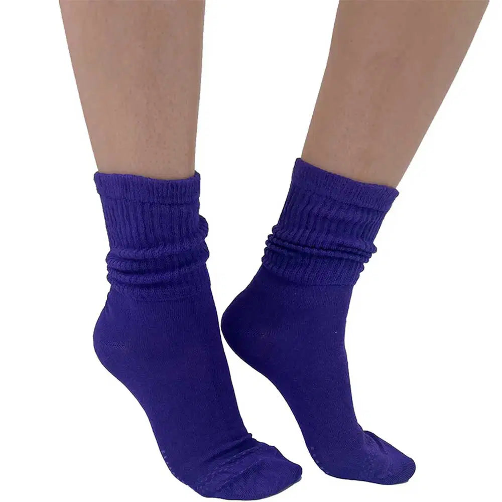 Purple extra wide bamboo ankle socks for women by Malka Chic