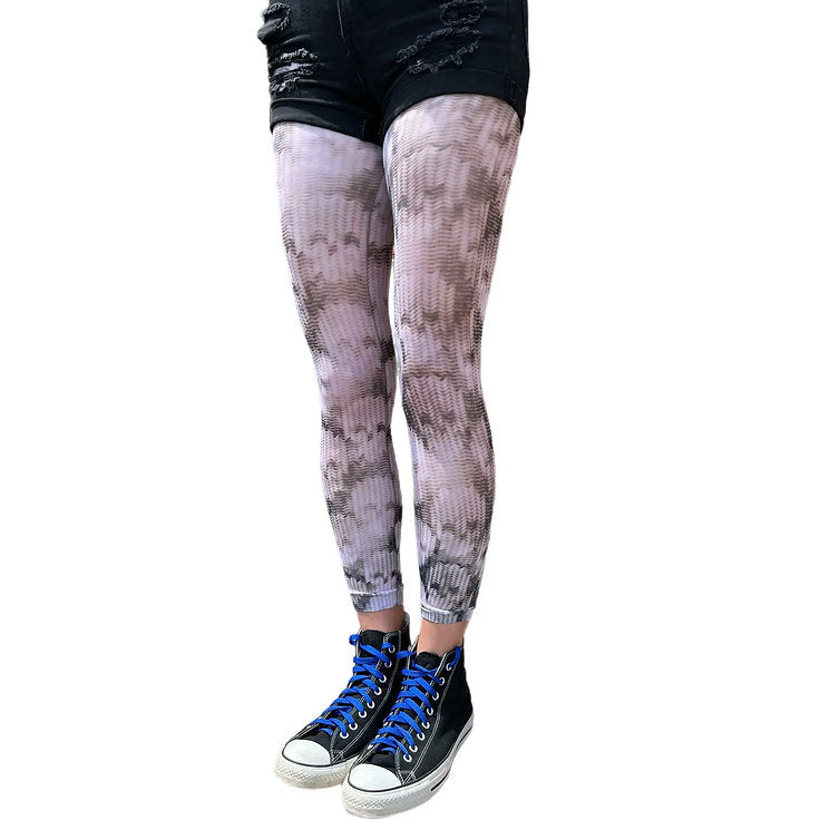 Skull pattern knit illusion tights by Malka Chic with textured design