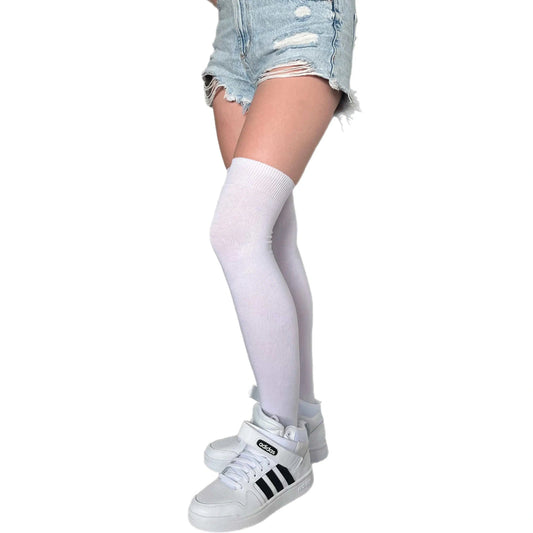 Solid White Over the Knee Socks for Women Malka Chic