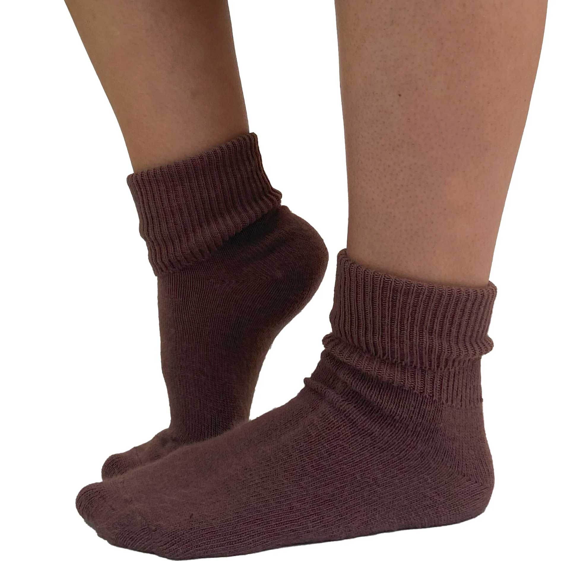 Walnut brown ankle socks for women made from ultra-soft knit fabric by Malka Chic
