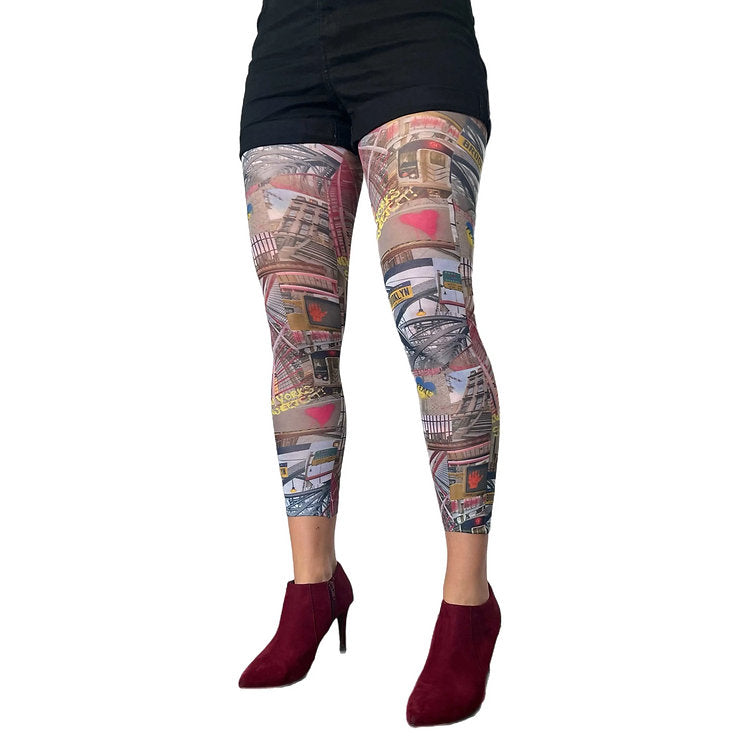 Street art tights by Malka Chic with graffiti inspired footless design