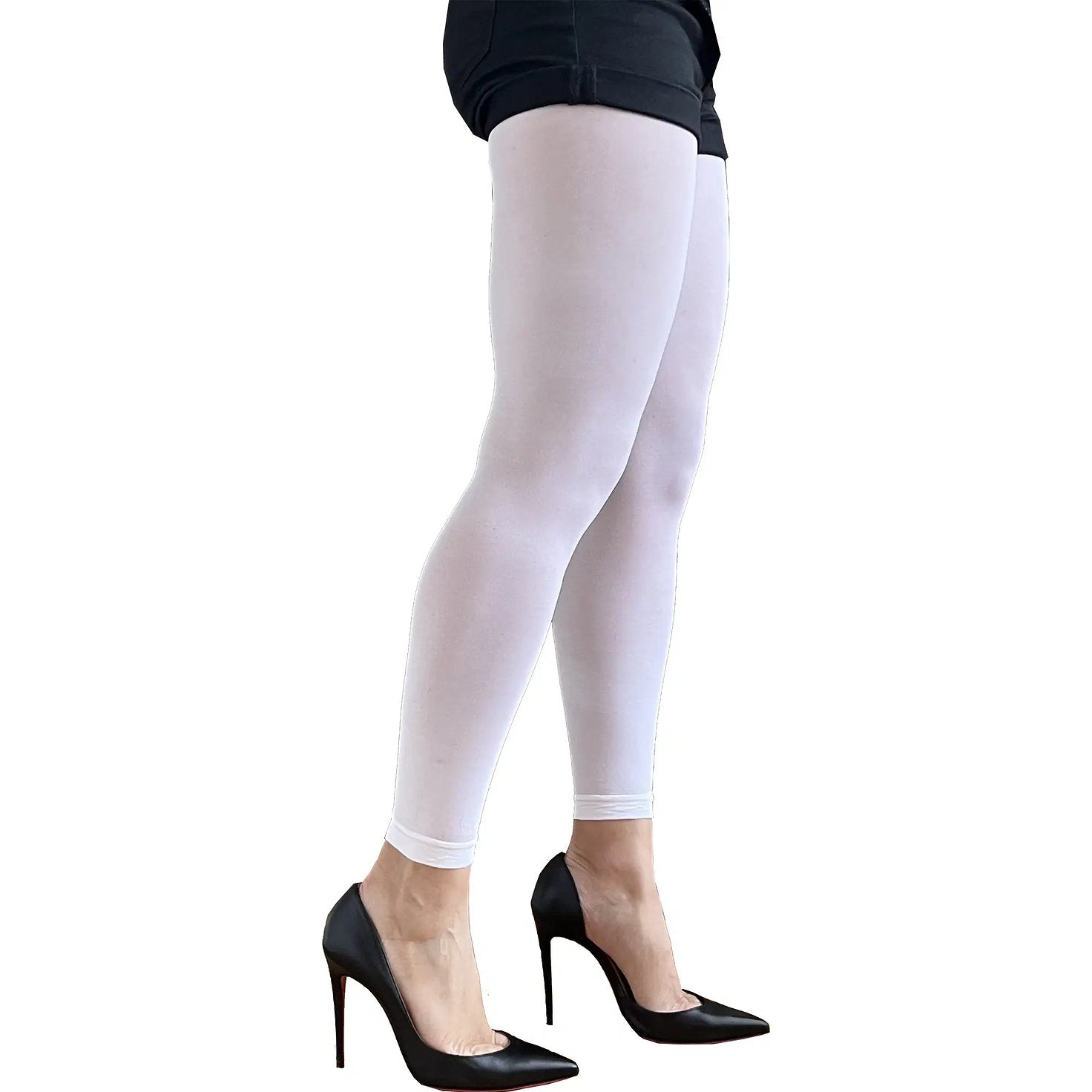 White 50 denier footless tights for women by Malka Chic with clean opaque finish