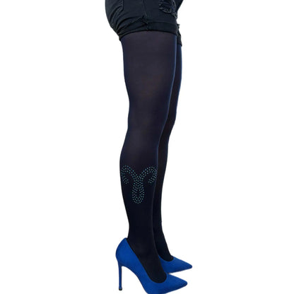 Astrology tights with rhinestones by Malka Chic featuring zodiac symbols design