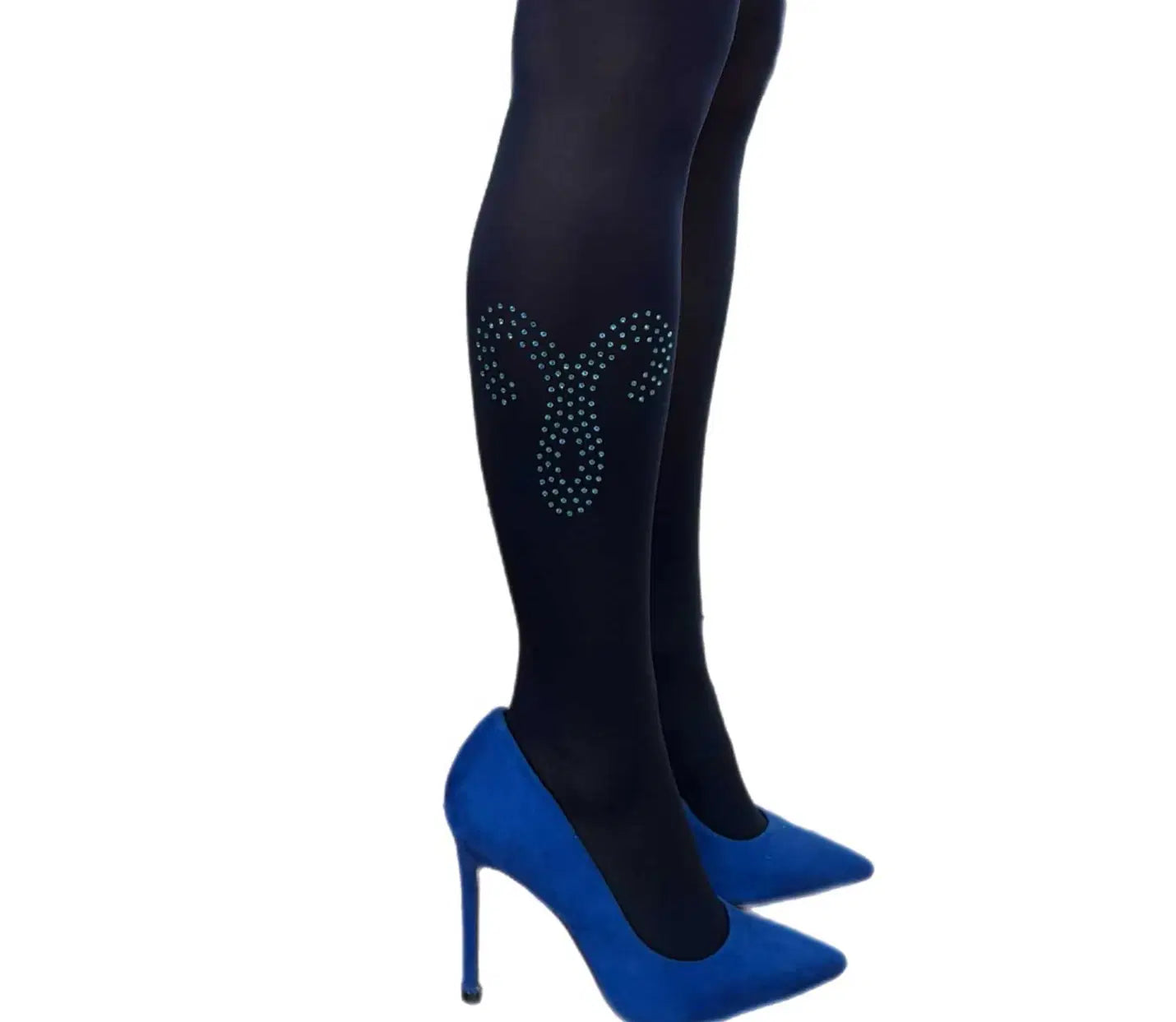 Zodiac rhinestone tights for women by Malka Chic with astrology inspired crystal design