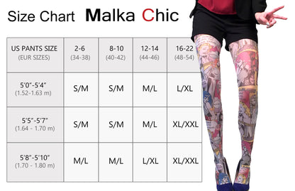 Black Graphic Illusion Tights for Women