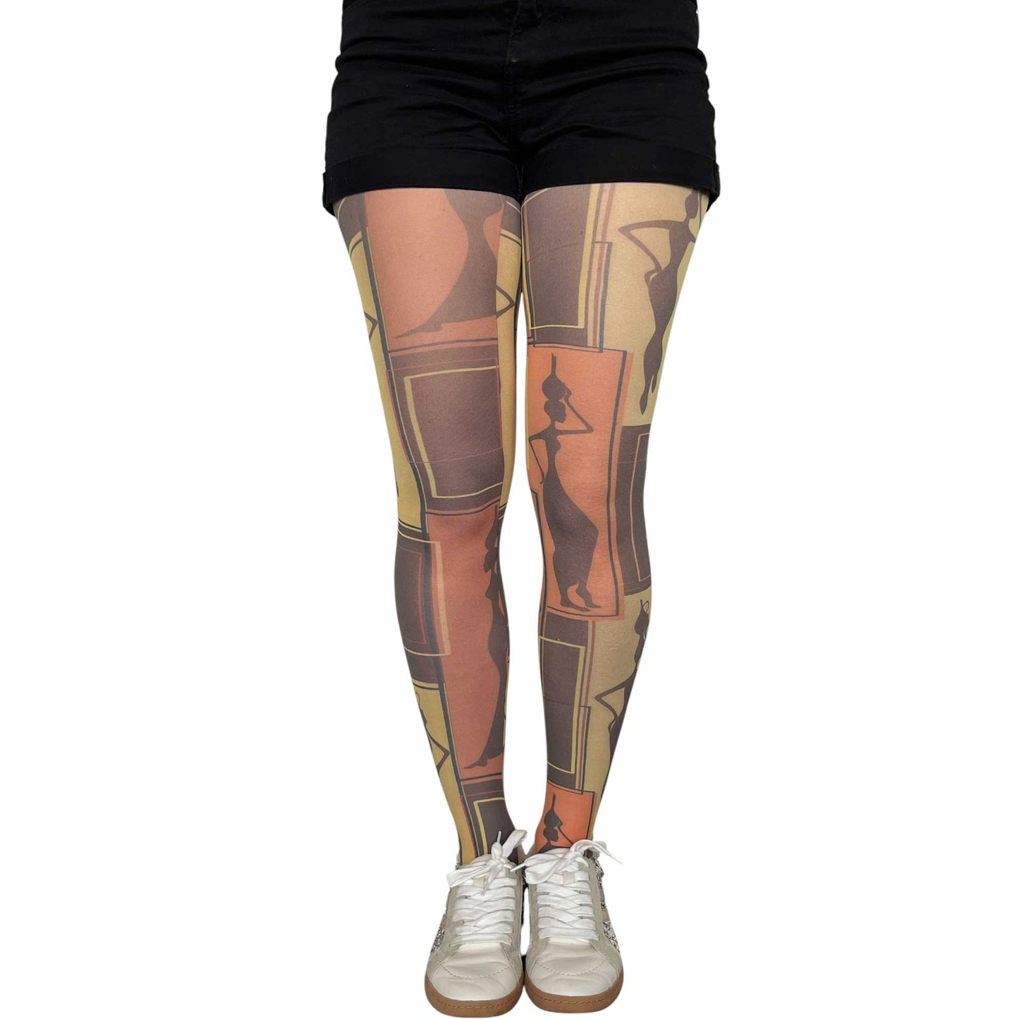 Fashion tights with African art pattern and bold geometric graphic details