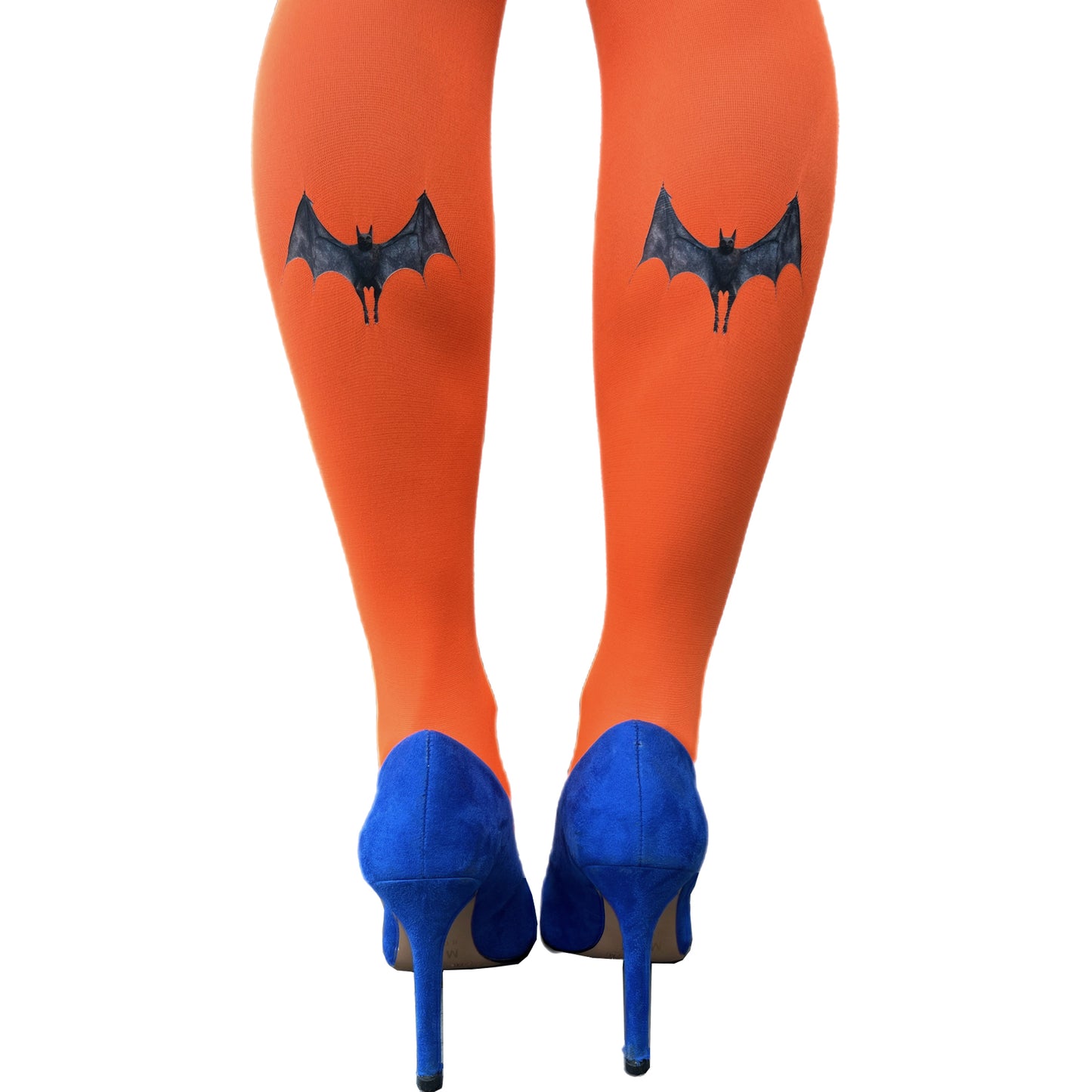 Tights Malka Chic Featuring a bold orange base with black bat designs on the back of the calves 3